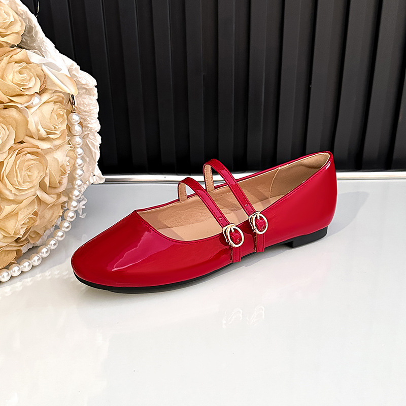 Classic Patent Leather Mary Jane Pumps With Square Toe For Women_voghion.com