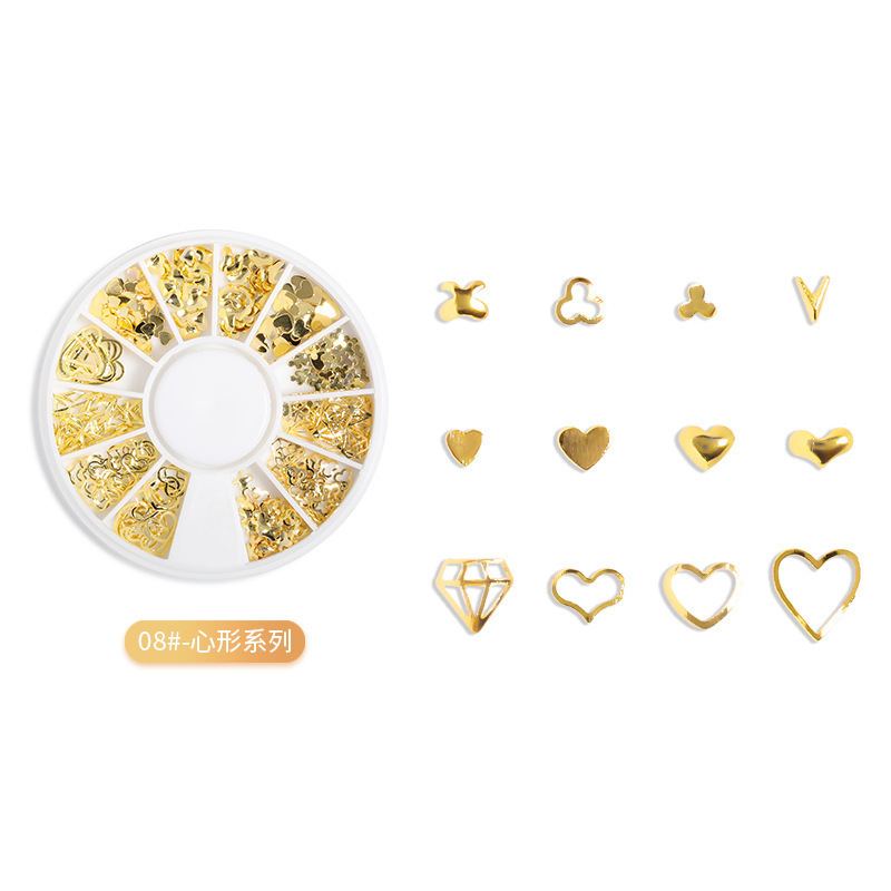 Transfronterizos para el remache de uñas japonés 12 placas de disco hueco de aleación de forma especial de estrella y luna mezclada decoración