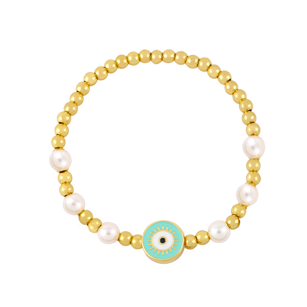 European and American bracelet female evil eyes beaded pearl copper bracelet wholesale