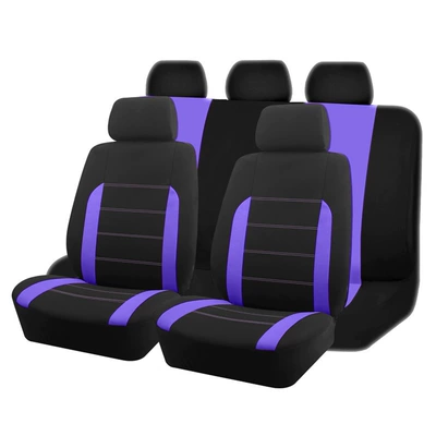 Set of Five-Seat Car Seat Covers, Universal seat cover - purple-5-seater-9-piece-set