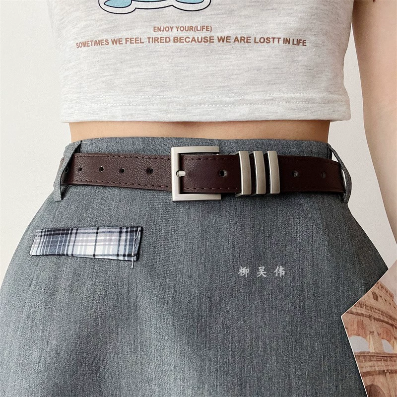 Black belt, fashionable universal jeans, trousers