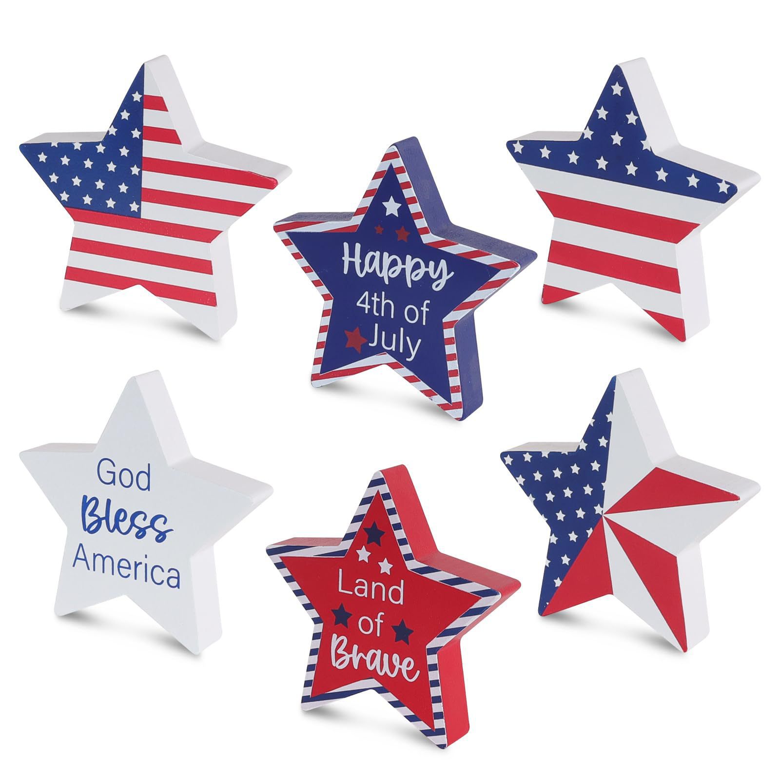 스타 애국 장식품 6pcs