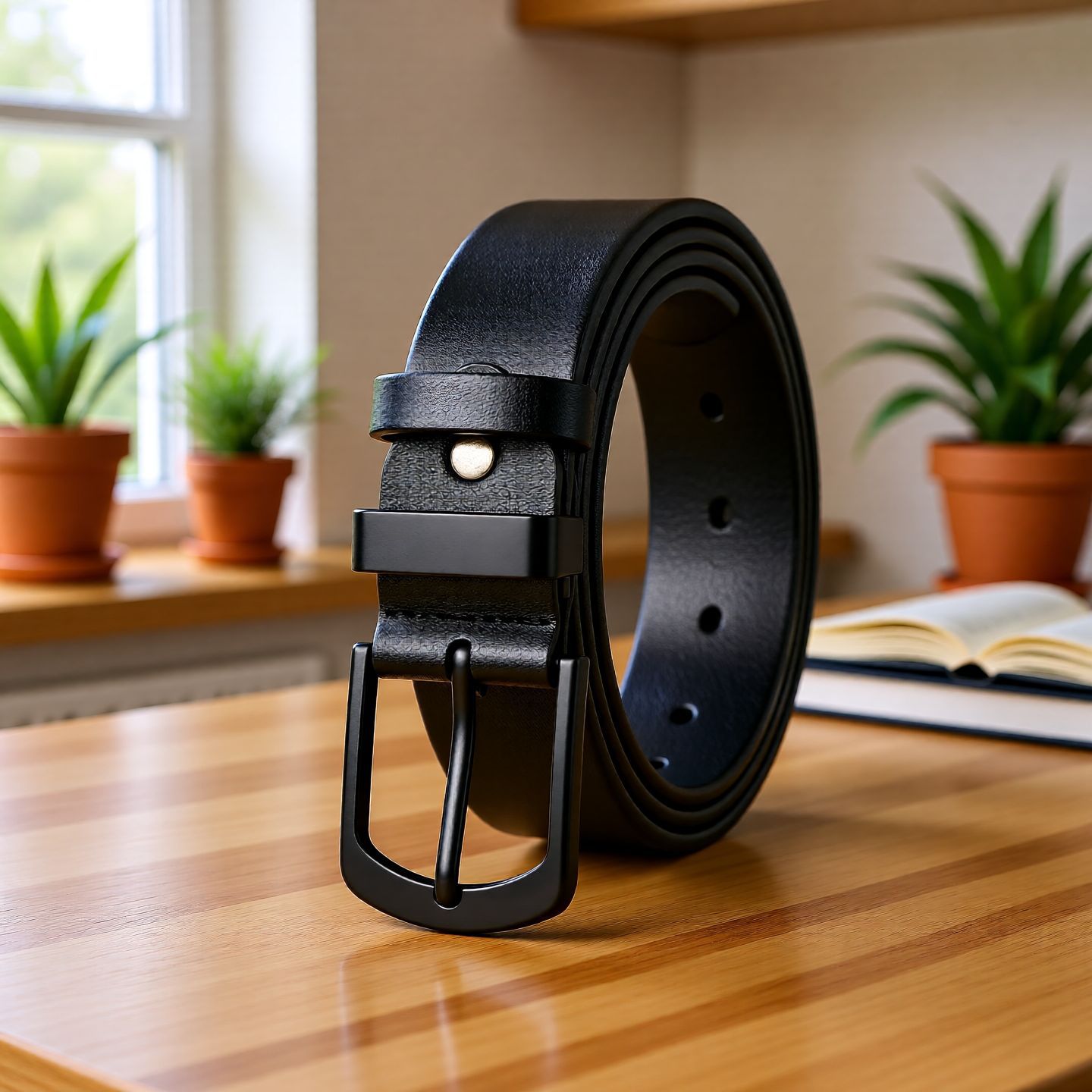 Unisex Korean-Style Casual Pin Buckle Belt Versatile Trendy Fashion Black Leather Belt for Jeans Business Pants Women