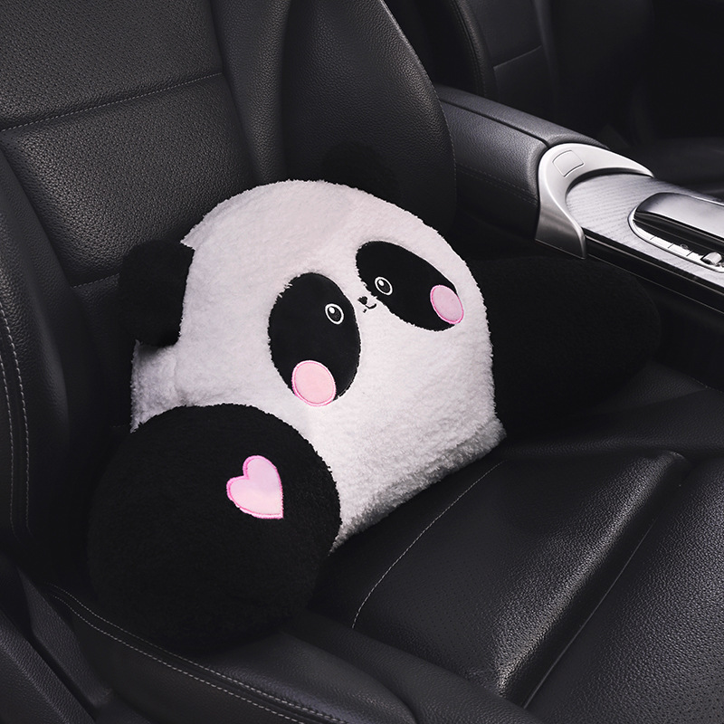 Almohada de reposacabezas para coche, cuello y asiento universal, estilo panda, dibujos animados, cuatro estaciones