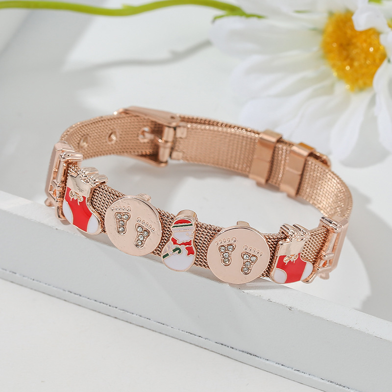 33g Weight Christmas Festival Women's Gender Cute Style Cute In Bulk Stainless Steel Bracelets 4