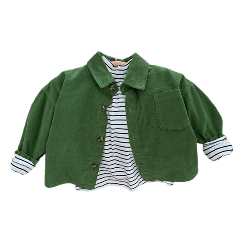 Одежда для мальчиков Montaigne, весна-осень 2025, новые рубашки для девочек, корейская детская одежда для малышей и детей младшего возраста, стильная вельветовая осенняя одежда