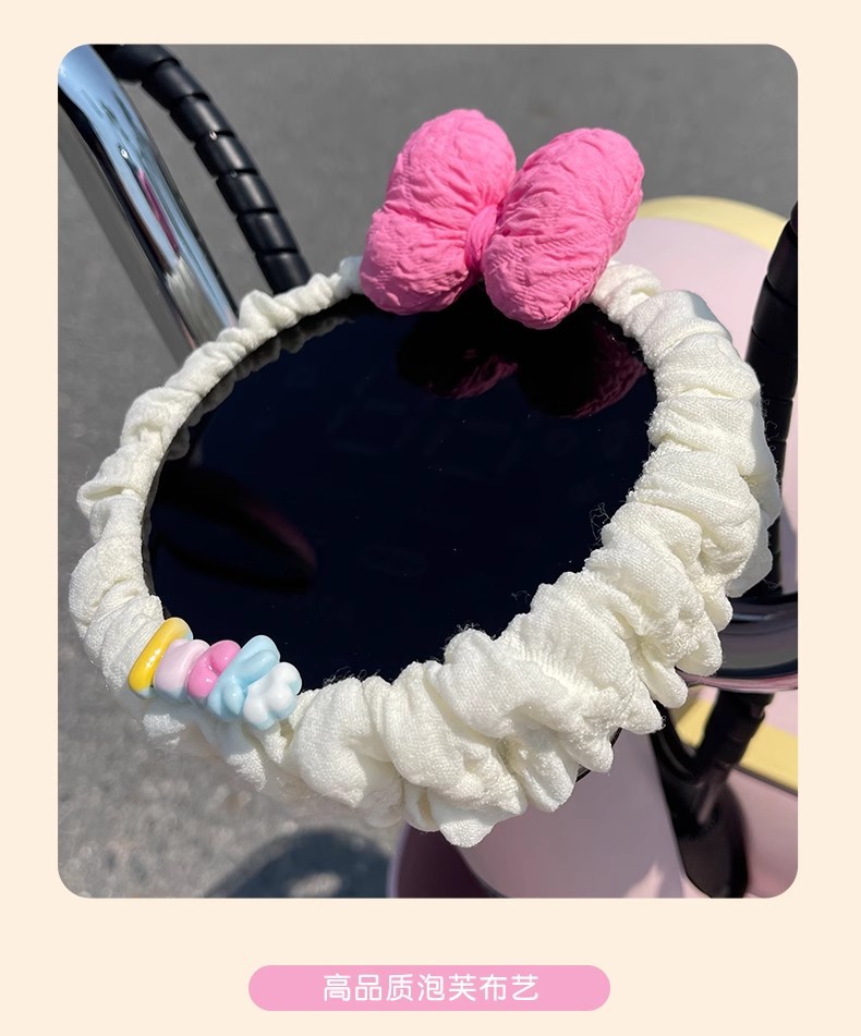 Bowknot Puff Electric Vehicle Headlight Protective Cover Decoration for Tailing, Aima, Yadea Electric Bikes, Cute Accessories for Women
