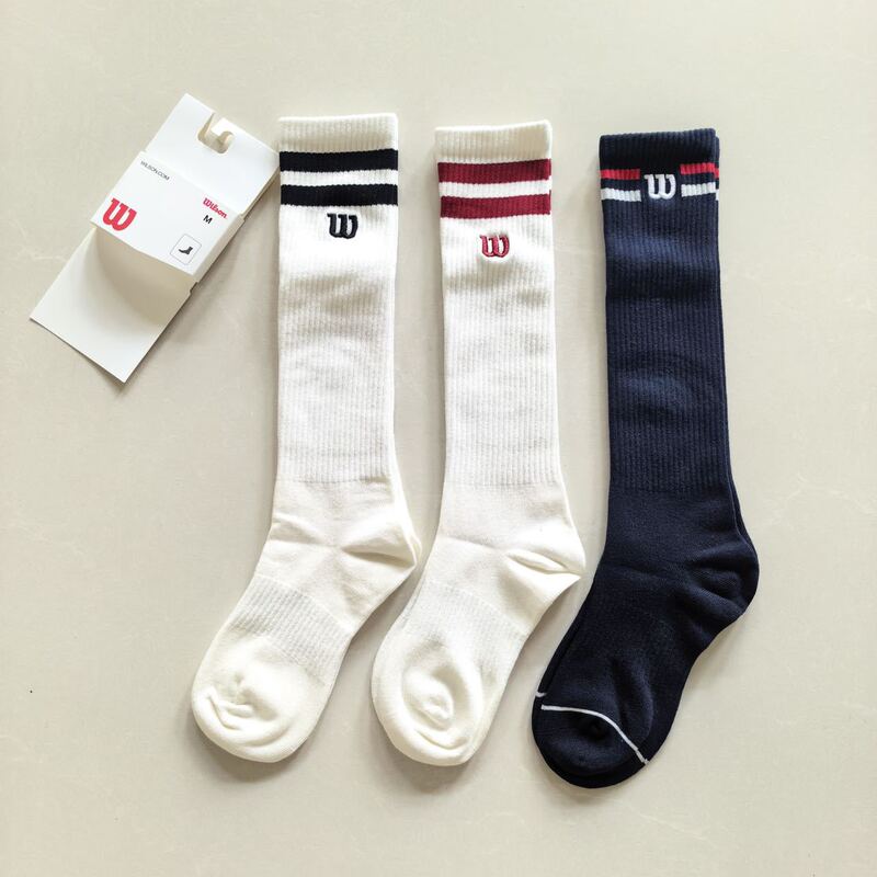 W Wilson women's sports socks are comfortable tennis socks, knee-high, all-season, breathable, high-waisted tennis sports socks