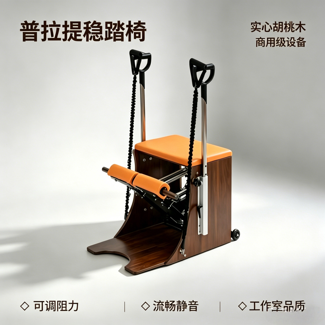 Factory Direct Supply of Fitness Walnut Wood Stable Chair for Hip and Leg Core Training, Pilates Stretching Training
