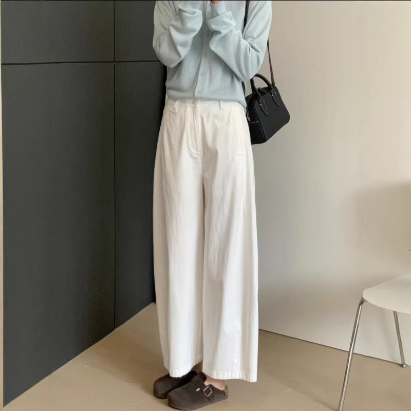 Spring Is Not Too Late: Lyocell + Cotton High-Waisted Slimming Tapered Casual Pants, Loose and Versatile Design, Wide-Leg Cropped Pants for Women
