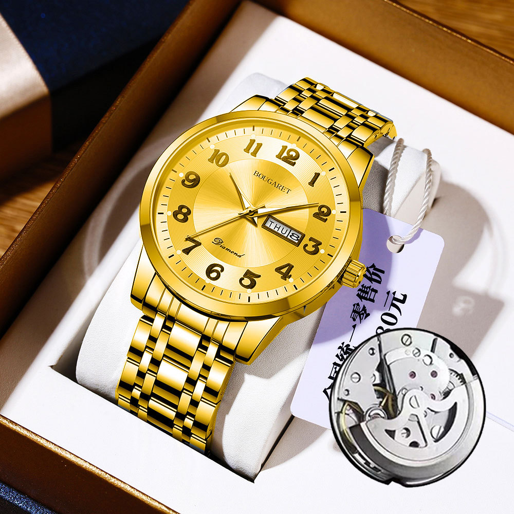 Bugaray new men's watch waterproof luminous calendar Korean-style anti-fake mechanical watch TikTok speed one piece