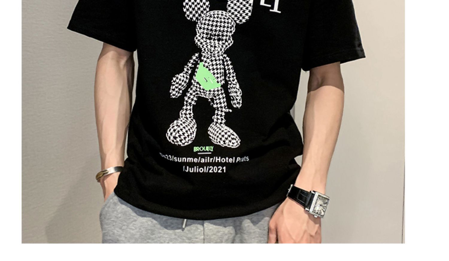 2023 neue männer T-shirt Kurzarm Mode Marke Mode Vielseitig INS Super Feuer Halbe Hülse Sommer Dünne Druck Top_voghion.com