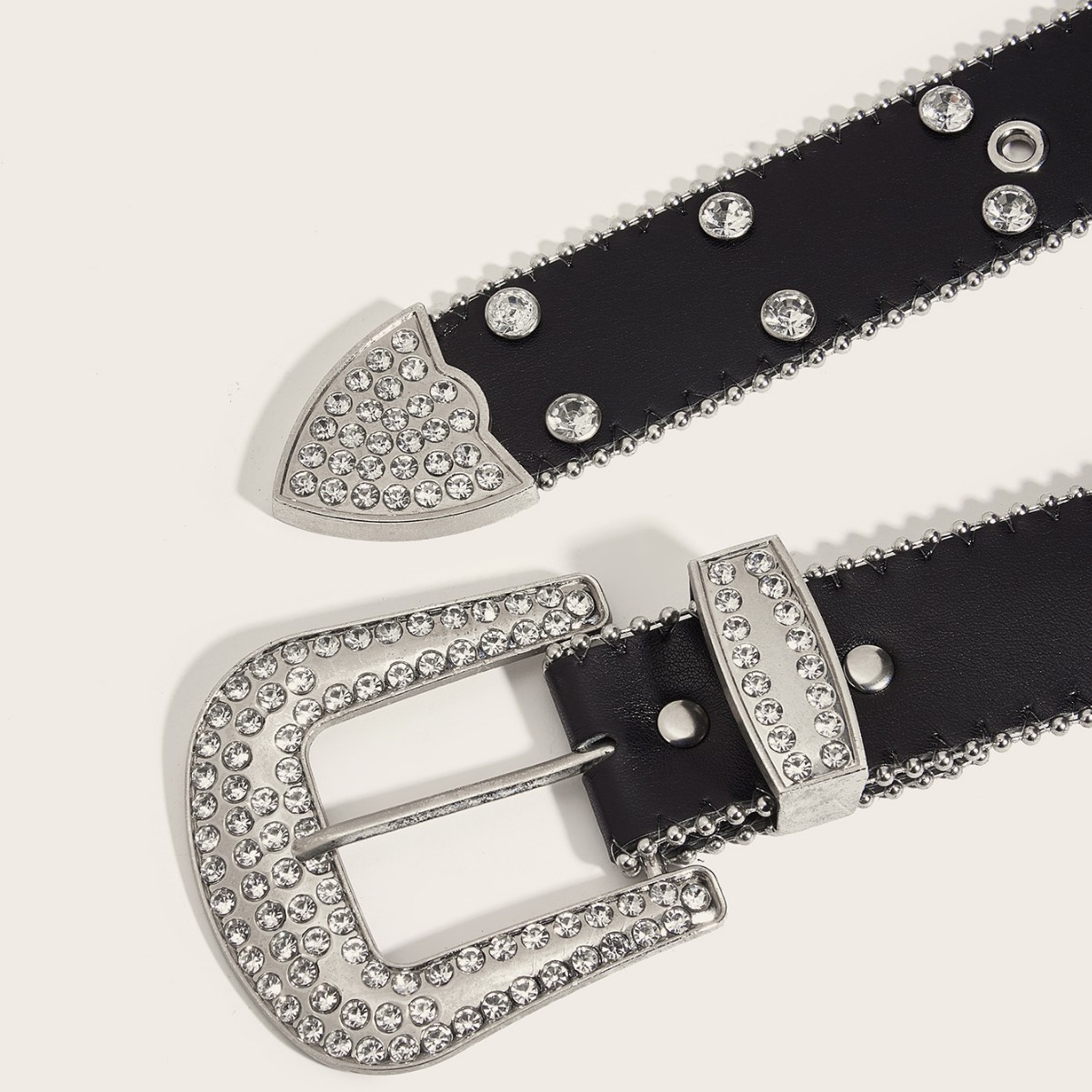 European And American Cross-Border Rhinestone Belt For Men, Inlaid With Sparkling Rhinestones, Hip-Hop Punk Style,_voghion.com