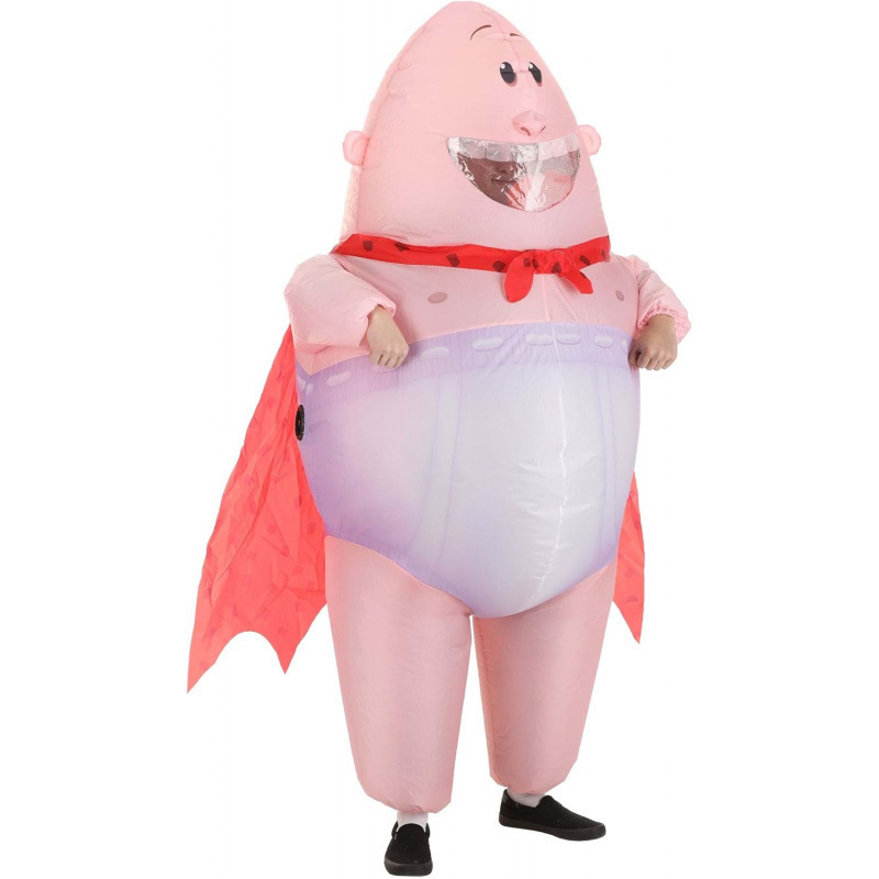 Inflatable Panty Team Adult Halloween Costume Funny Bald Superhero Cape Underwear Inflatable Costume
