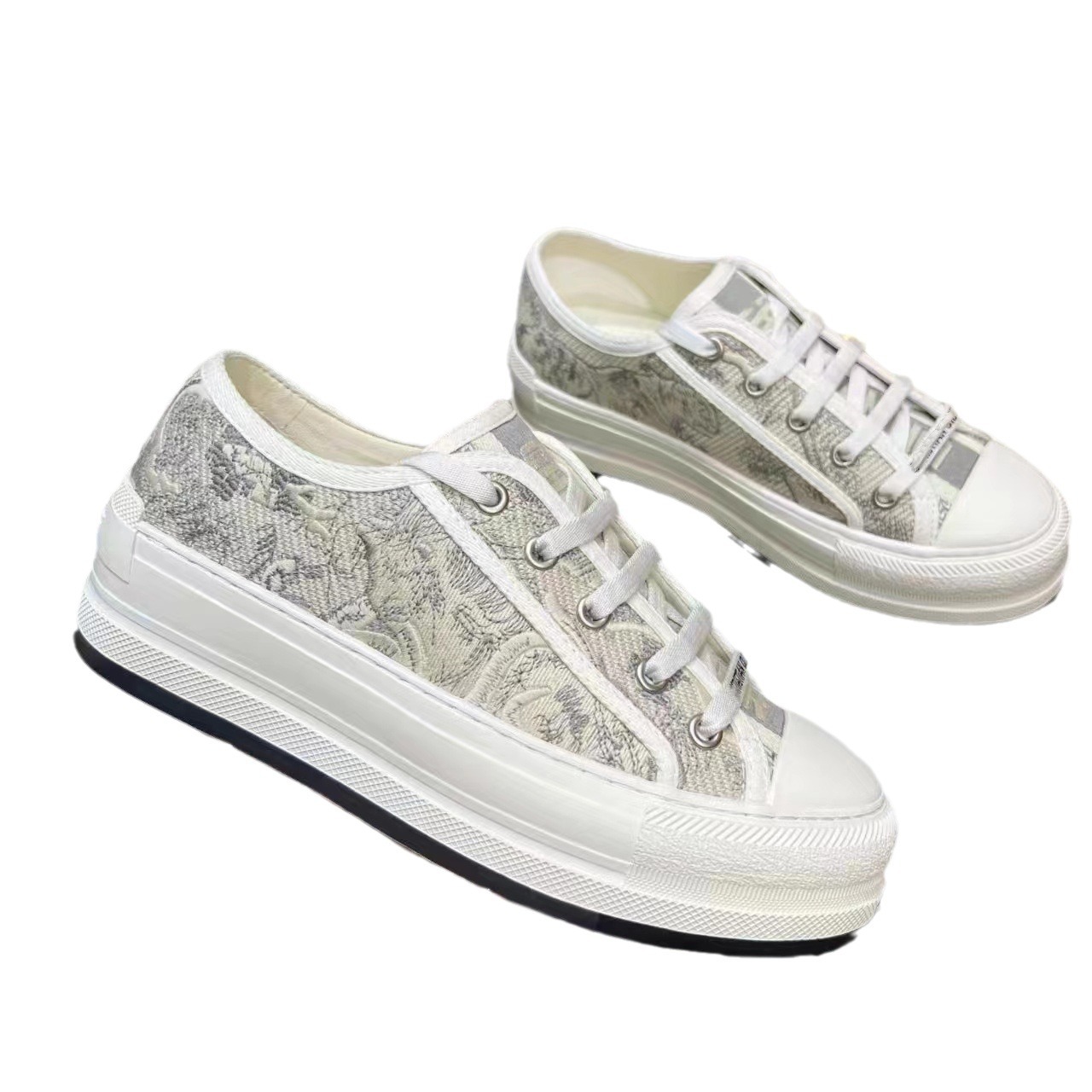 D casa zapatos de lona bordados mujer 2024 nueva celebridad de Internet con cordones zapatos blancos con suela gruesa para aumentar las zapatillas deportivas casuales