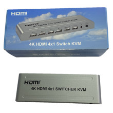 高清4K HDMI KVM 4X1 Switch 四进一出端口切屏共享USB键鼠显示器