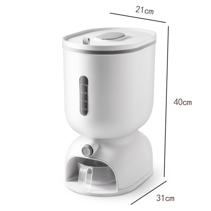 Cubo de arroz de medición de tipo push caja de arroz de cocina Cubo de almacenamiento de grano sellado caja de almacenamiento de arroz doméstica Cubo de arroz de plástico a prueba de insectos a prueba de humedad