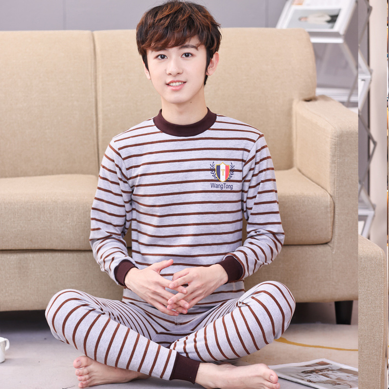 Ropa de otoño para jóvenes pantalones largos conjunto de algodón mediano y niños grandes ropa interior cálida para niños suéter de algodón suéter de los hombres pantalones de algodón