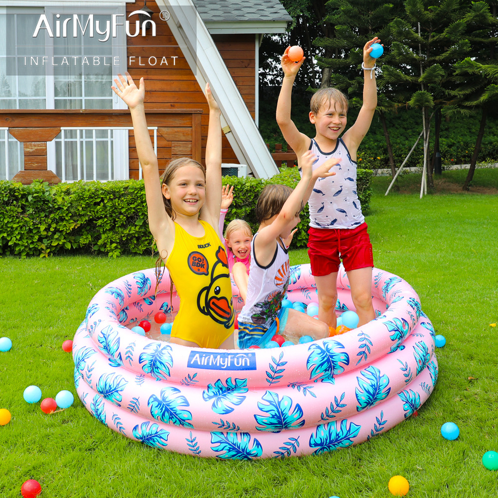 AMF | Piscina de Olas Inflable, Piscina Inflable de Tres Capas, Piscina de Olas para Niños, Piscina Estilo Selva Tropical para el Hogar