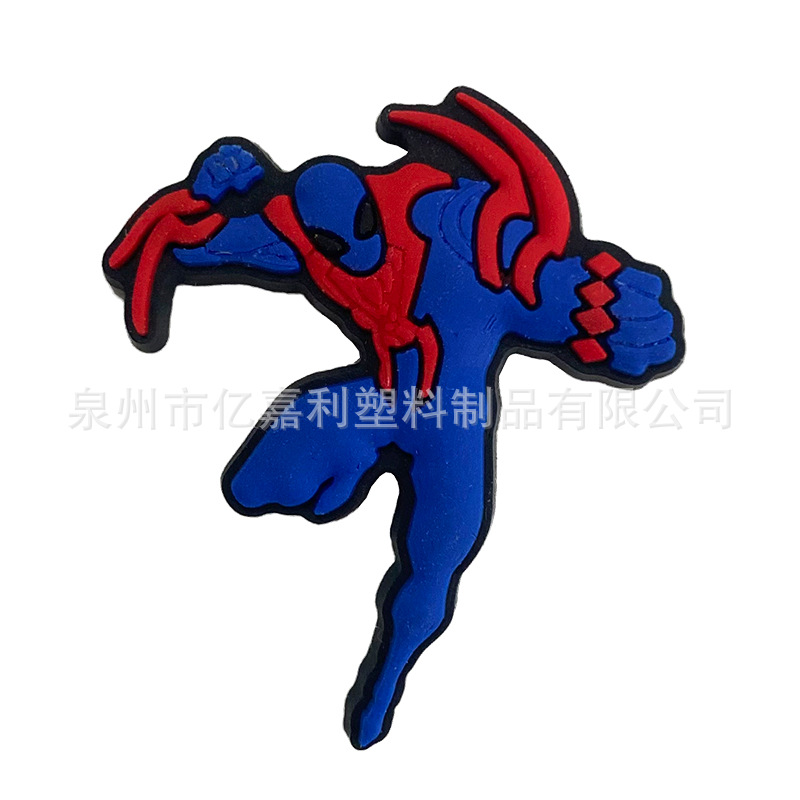 Superhéroe Spider-Man serie Anime agujero zapatos accesorios de jardín zapato flor accesorios de DIY Flor de zapato extraíble