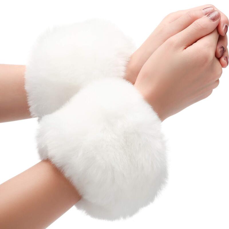 Winter Warm Plush Faux Fur Short Wrist Plush Cuffs Halloween Wedding Masquerade Costume