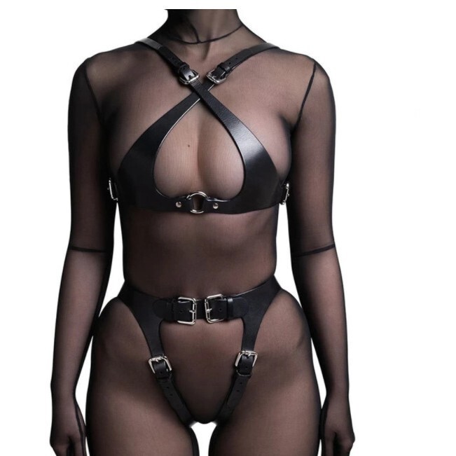 New Product Aliexpress International Site Sexy Hot Women's Tight Leather Garters Adjustable Fashion Intimates Set
