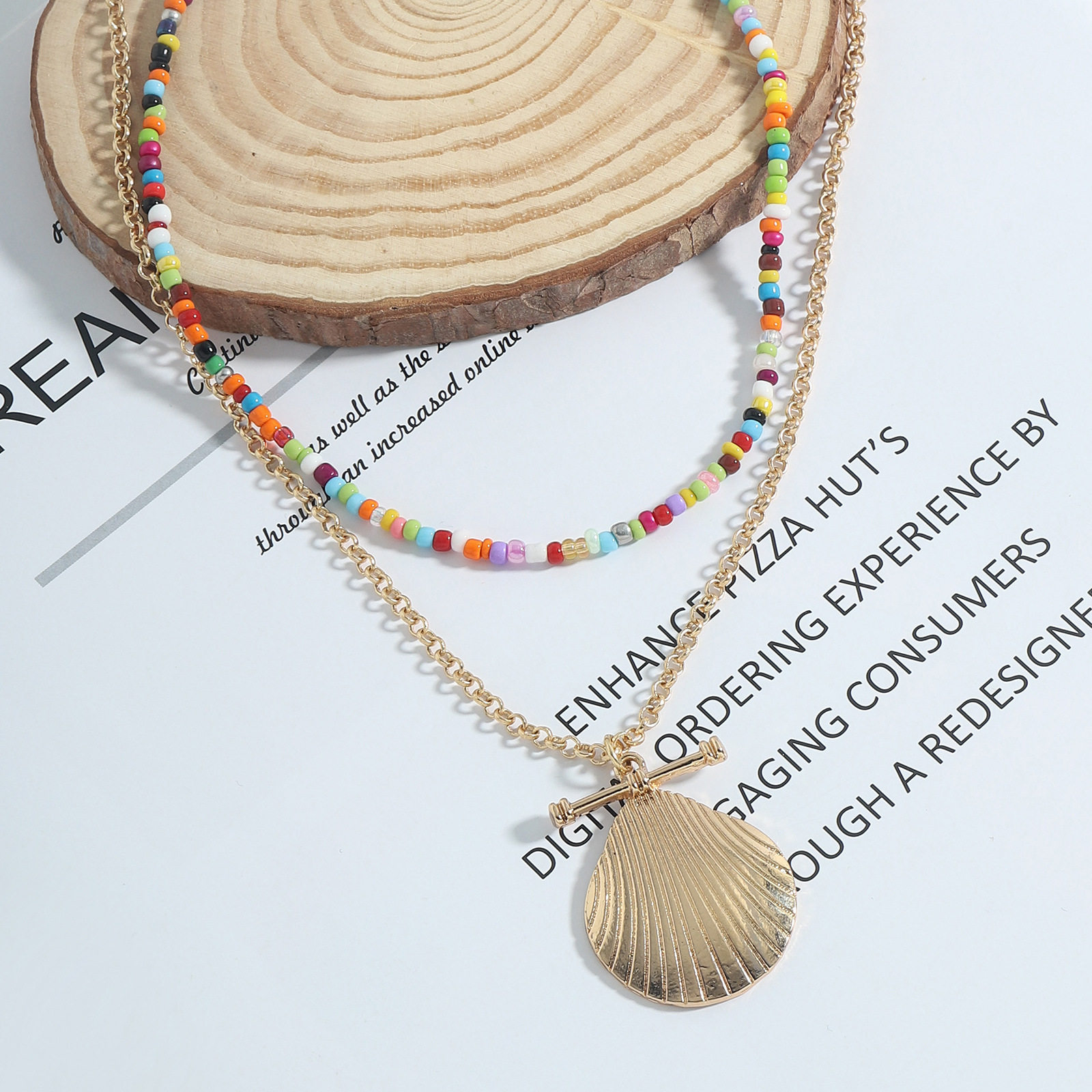 Nihaojewelry Jewelry Wholesale Shell Pendant Colorful Beads Multi-layered Necklace display picture 19