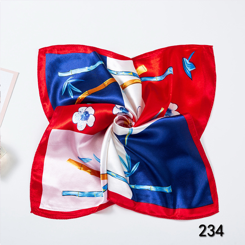 35g Weight Silk Scarf Classification Office, Daily Occasion Satin Cloth Material Star, Flower Pattern Spring&Summer Season Women's Gender Printing Design Elegant Style Women's Elegant Star Flower Satin Cloth Printing Silk Scarf 30