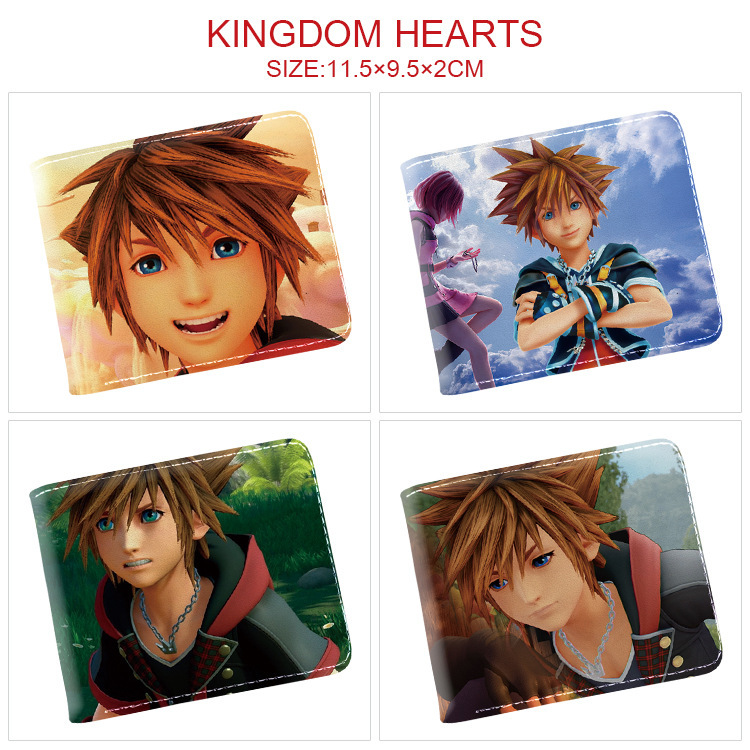 Japanese Anime Kingdom Hearts Teenager Trendy Short 20% Folding Wallet PU Leather Coin Purse Wallet Card Holder