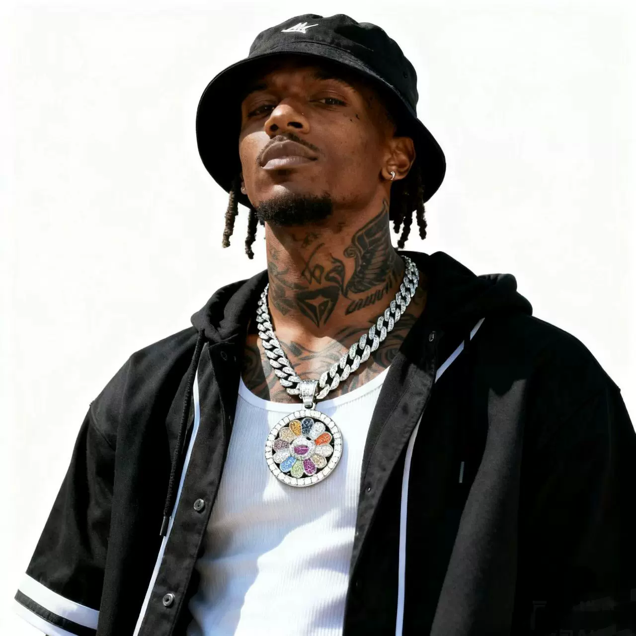 欧美项链男嘻哈太阳花吊坠项链潮牌个性七彩花朵可旋转吊坠首饰