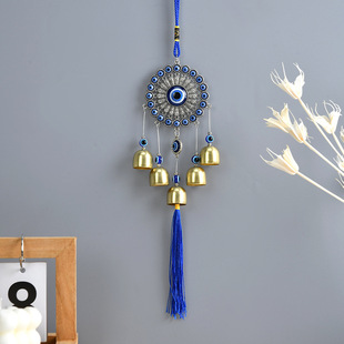Cross-Border Hot Selling Devil's Eye Wind Chime Blue Eyes Wind Chime Pendant Metal Wind Chime Pendant Home Decoration Wholesale
