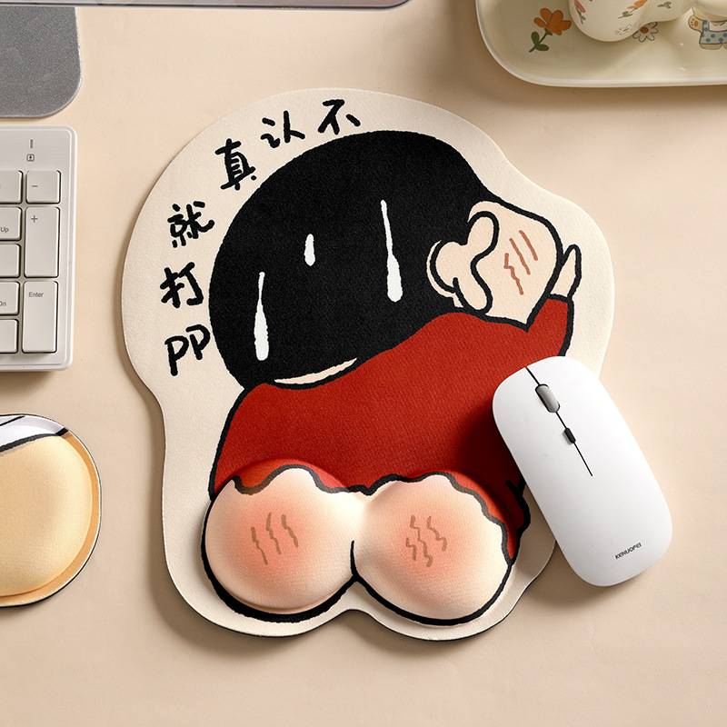 Protector de muñeca 3D lindos dibujos animados computadora portátil de oficina es memoria algodón muñeca de goma protector de muñeca de color sólido