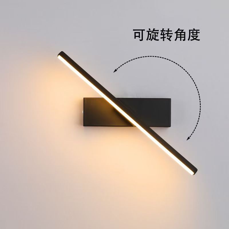 La lámpara de pared de la cabecera de la cama del dormitorio se puede girar en un ángulo ajustable. Iluminación LED para interiores. Lámpara de pared de tira de personalidad minimalista. Dormitorio principal