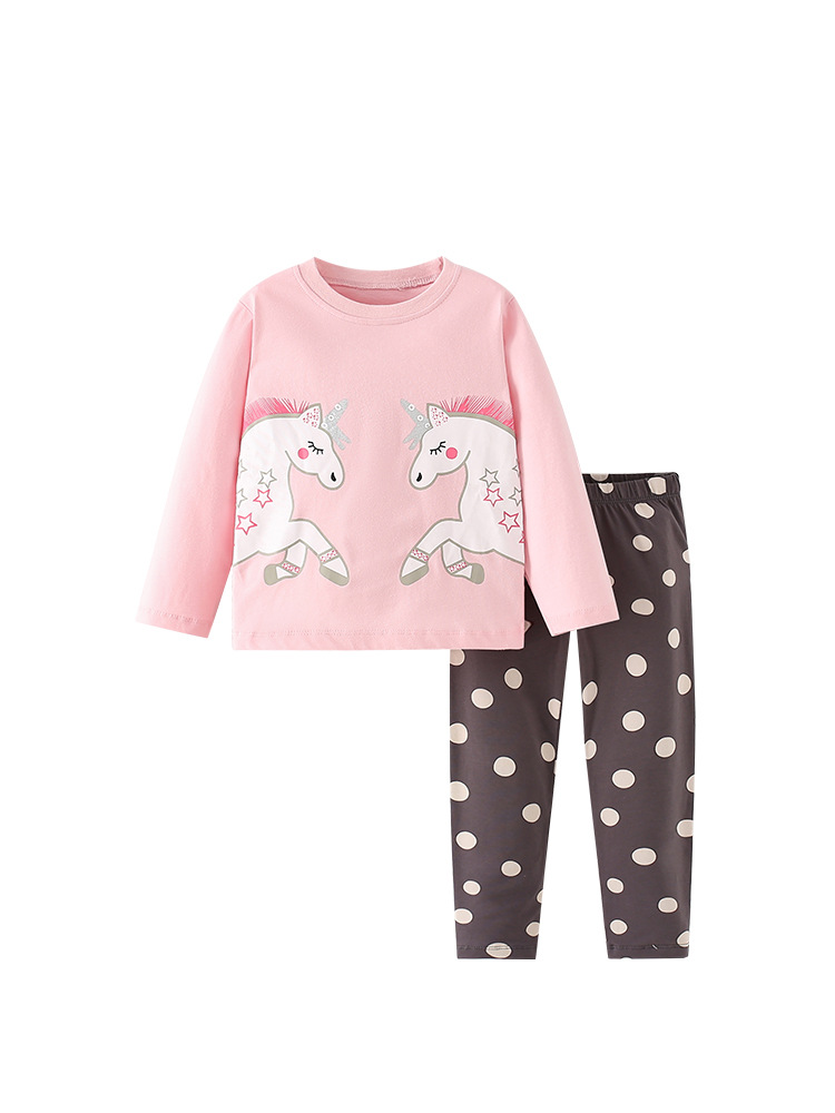 Traje de Niñas Ropa para niños de dos piezas de manga larga Camiseta pantalones Top bebé puro algodón europeo y americano ropa de moda para niños