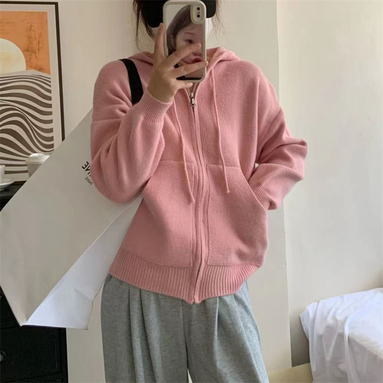 The laid-back style loose, casual and versatile sweater jacket is a new fashion hooded knitted cardigan for women in the autumn and winter of 2022 pic 38