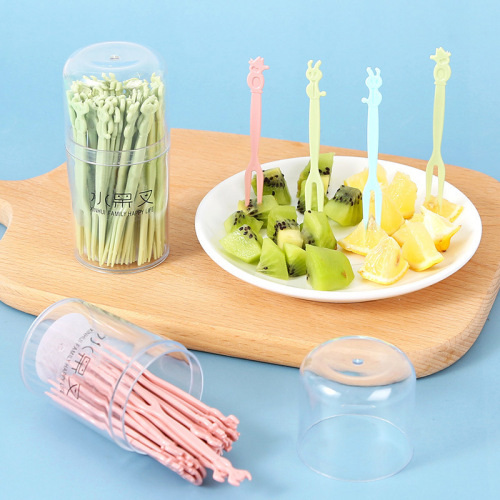 Cartoon creative fruit pick cake dessert fork pastry fork plastic disposable fruit fork home set