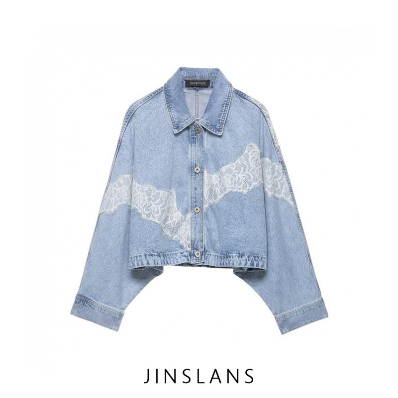 Cross-Border Foreign Trade Za European and American Style Women's Clothing Aliexpress Hot-Selling Fashion Elegant Lace Short Denim Jacket Cross-Border Foreign Trade Za European and American Style Women's Clothing Aliexpress Hot-Selling Fashion Elegant Lace Short Denim Jacket