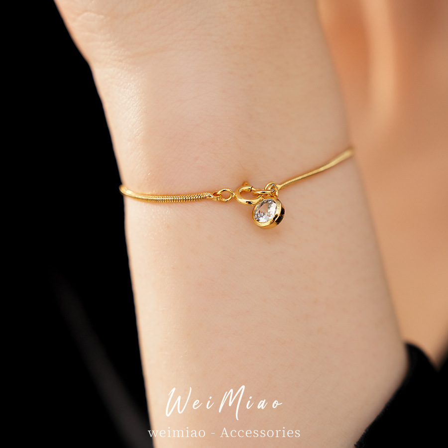 18k oro real pulsera redonda de mármol de electrolito ligera de lujo nicho de alta sensación pulsera simple personalidad joyas de pulsera