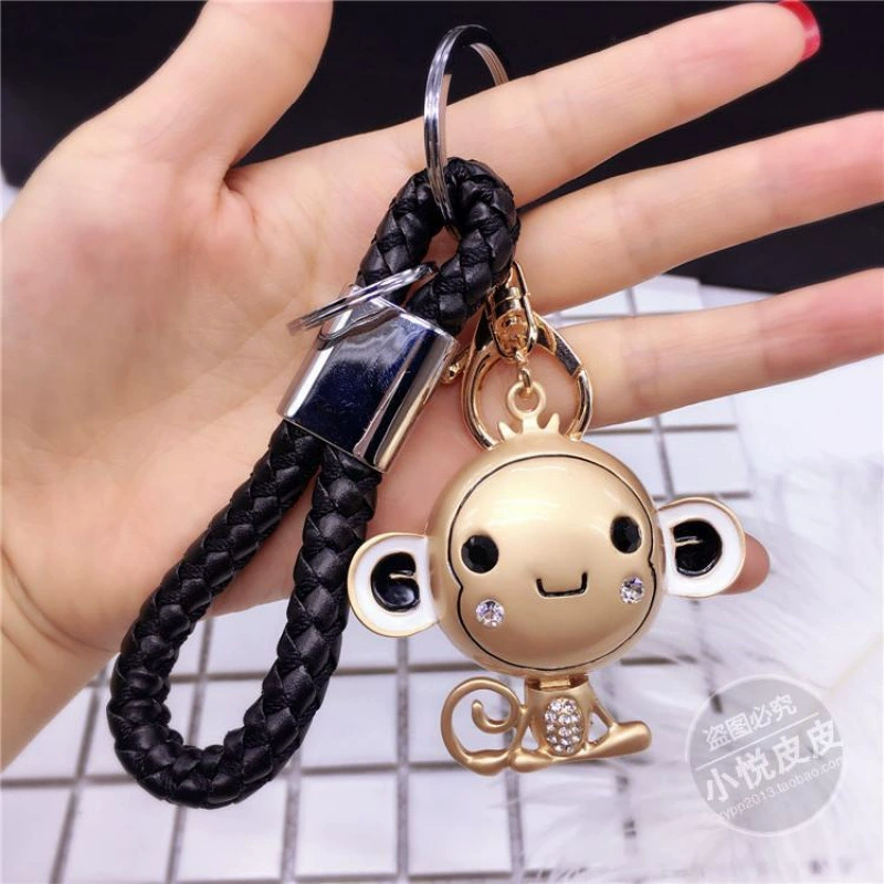 Металлический хип-хоп обезьяна брелок для мужчин и женщин пара автомобильная цепочка для ключей креативный мультфильм двенадцать зодиакальных подвесок