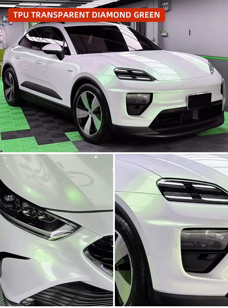 Tpu Transparent Glitter Green Car Body Film Color Changing Film Paint Protection Film Self-Adhesive Ppf Self-Healing Car Wrap Film