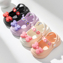 Mary Jane children's sandals, girl's summer cute bow hole shoes, indoor sandals, topless soft soled girl