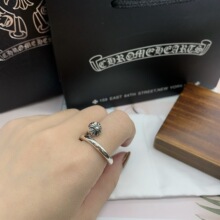 克罗伈复古s925纯银开口十字花钉子戒指欧美时尚嘻哈男女6g银指环