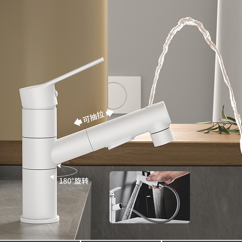 Todo el cobre de extracción de lavabo caliente y frío grifo de baño de un solo agujero lavabo lavabo lavabo fábrica de lavabo al por mayor