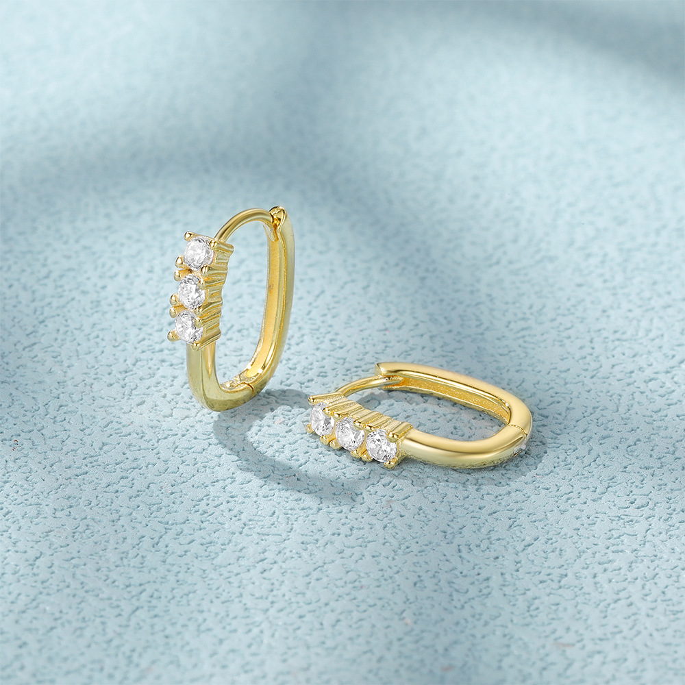6g Weight Zircon Inlay Material Earrings Classification 1 Pair Quantity 1 Pair 925 Sterling Silver Zircon Printing Earrings