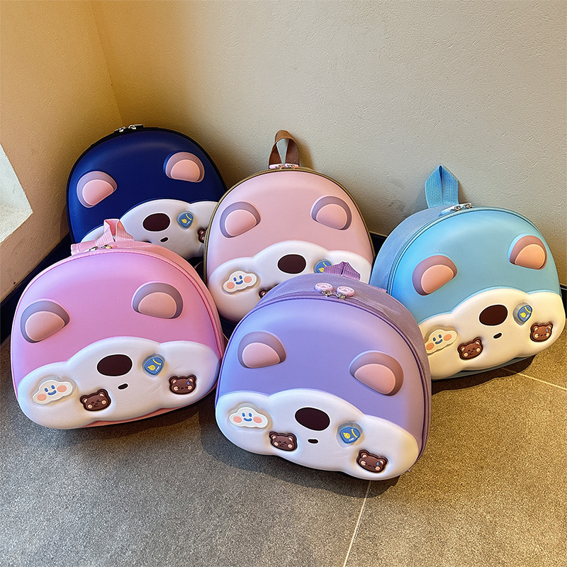 Mochila escolar para niños de jardín de infantes, caricatura lindo oso, mochila para niños y niñas, mochila para niños con cáscara de huevo.