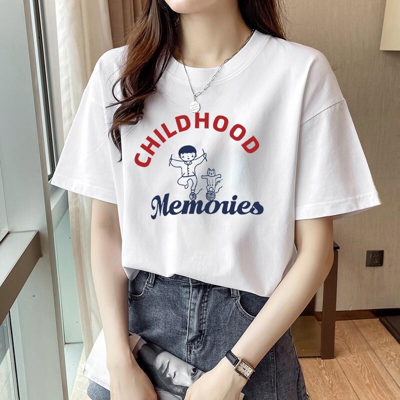 T-shirt Women's Short-sleeved 2024 Summer New Loose Korean Style Student White Cotton Loose Top Summer Ins Trendy