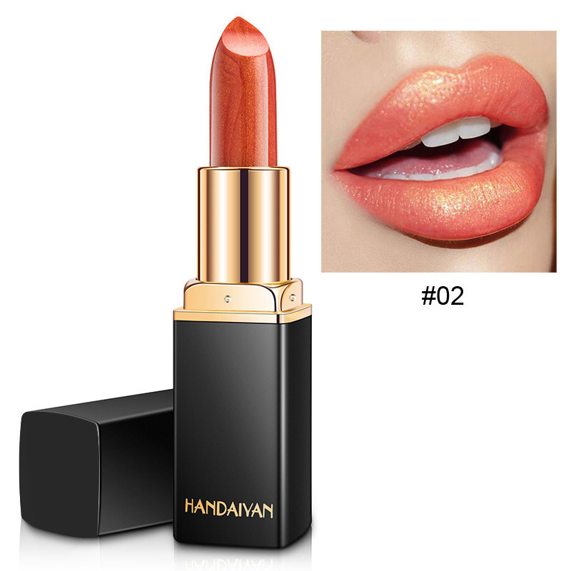 Transfronterizo termográfico lápiz labial HANDAIYAN nueve colores lápiz labial mermaid brillante metal perla oro lápiz labial color cambiante