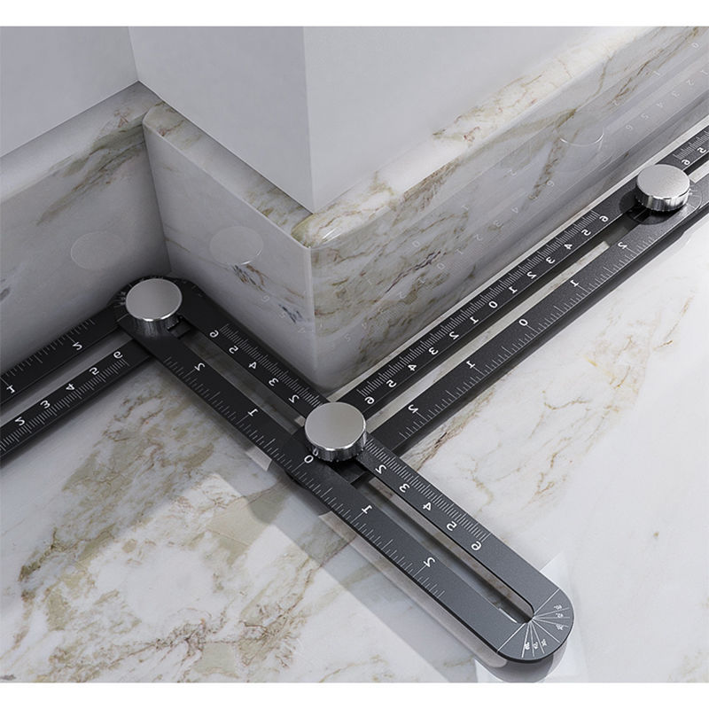 多功能铝合金六折尺万向折叠尺瓦工铺地瓷砖开孔折角尺直角定位器