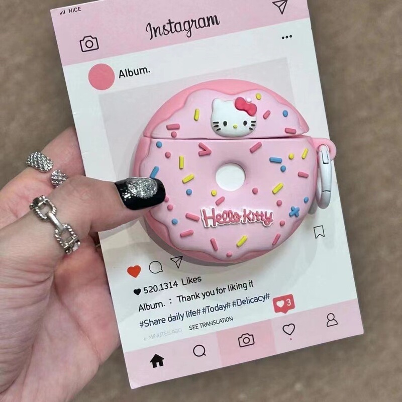 Cartoon KT Donut airpods Pro2 Bluetooth Headset Protective Cover for Apple 5 Generation Silicone 3 Soft Case