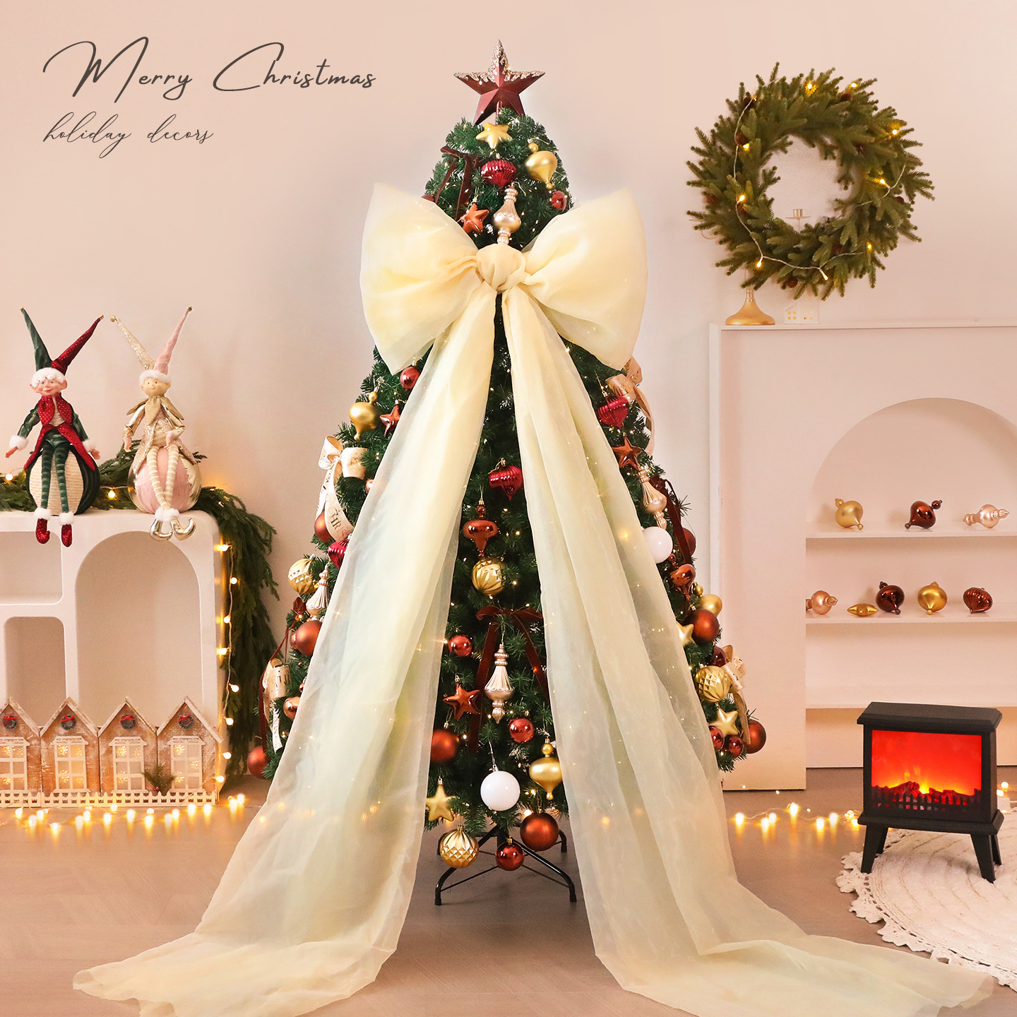Nuevo árbol de Navidad de arco grande conjunto de PVC decoración de árbol de Navidad decoración de la casa de hotel sala de estar decoración grande